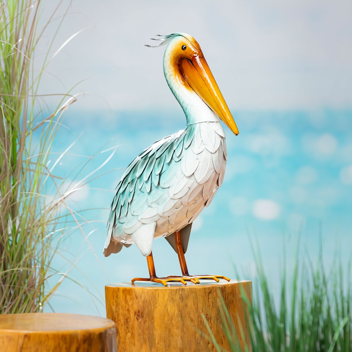 Metal Pelican Statue