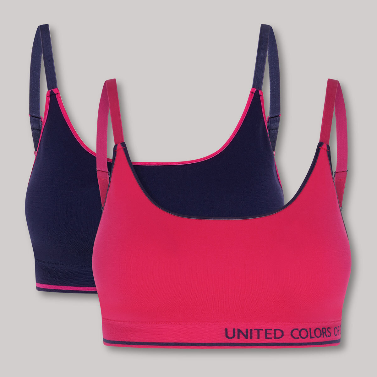 United Colors of Benetton Seamless Bra 2 Pack in Navy & Pink