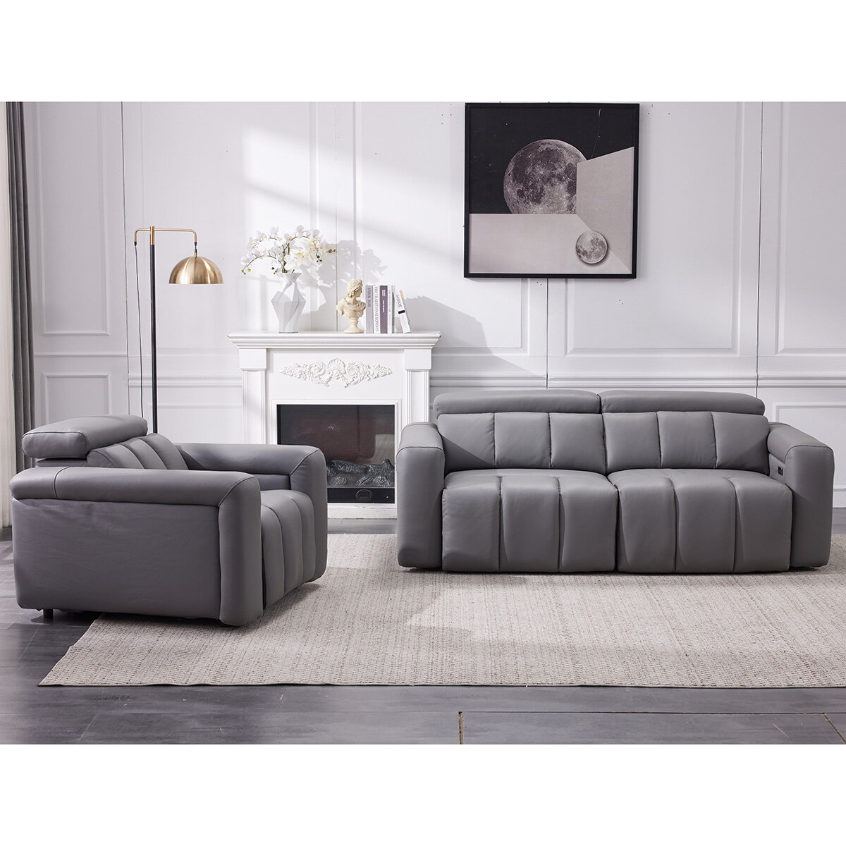 Dallas Grey Leather Power Recliner Armchair Dallas Grey Leather Power Recliner Armchair
