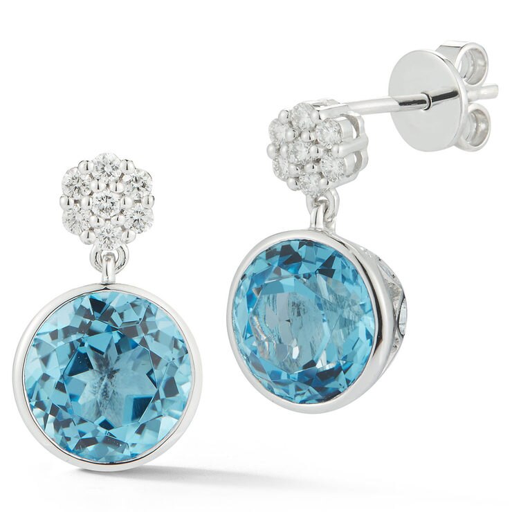 Topaz and Diamond Earrings, 18ct White Gold | Costco UK