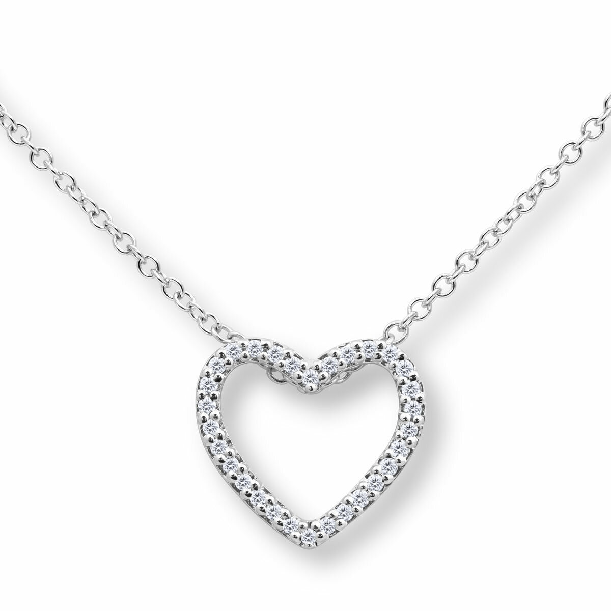 0.09ctw Round Brilliant Cut Diamond Heart Pendant, 18ct White Gold 0.09ctw Round Brilliant Cut Diamond Heart Pendant, 18ct White Gold