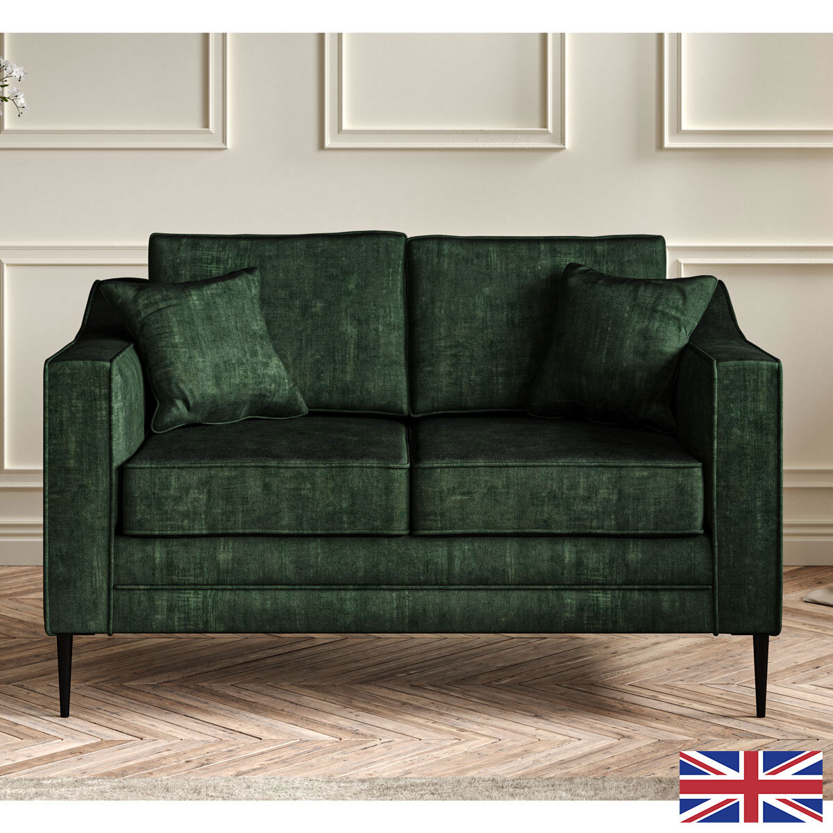 Aspen Green Velvet 2 Seater Sofa Costco UK