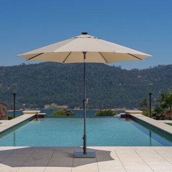 SunVilla 10ft (3m) Solar LED Round Market Umbrella in Beige