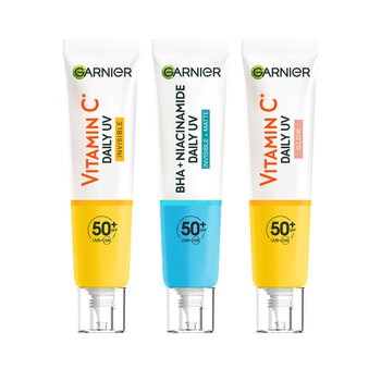 Garnier Daily UV Fluid, SPF 50+, Vitamin C Sheer Glow, Invisible & BHA+ Niacinamide