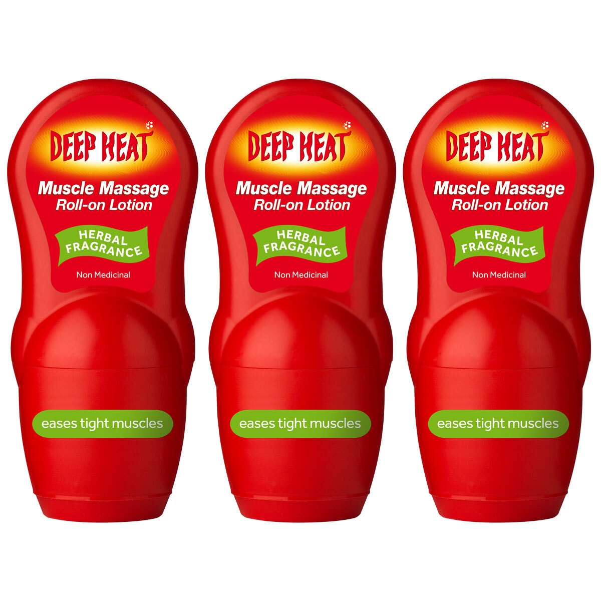 Deep Heat Muscle Massage Roll-On Lotion, 3 x 50ml