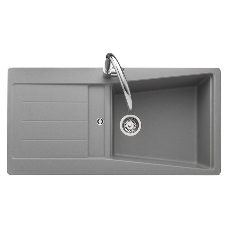 Rangemaster Mica Composite Granite Single Bowl Kitchen Sink in Grey Costco UK