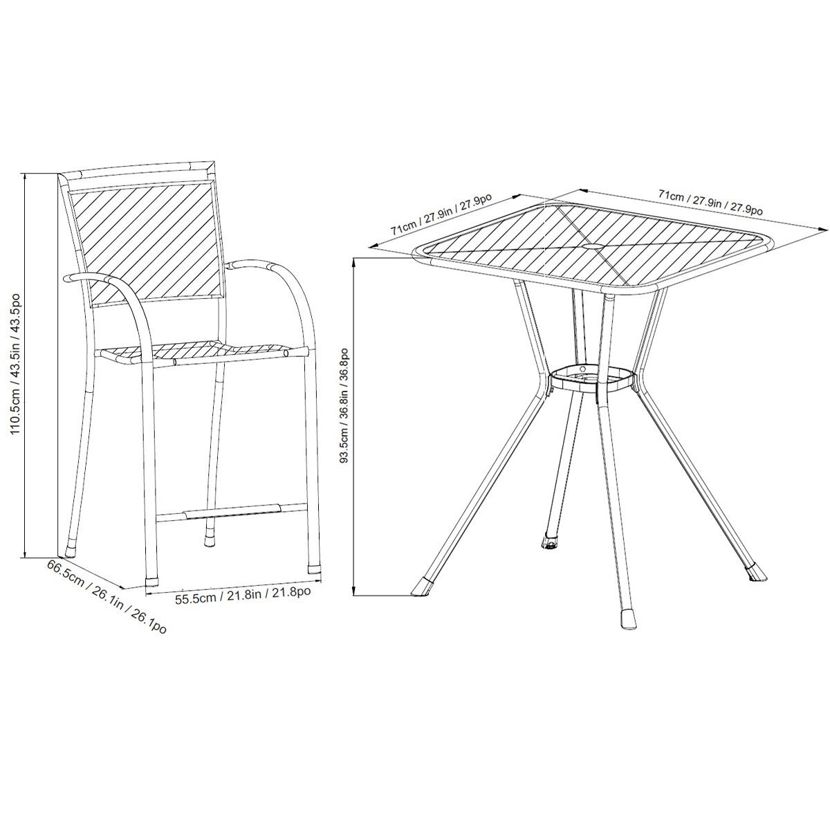 SunVilla Mesh 3 Piece Bar Height Bistro Patio Set Costco UK