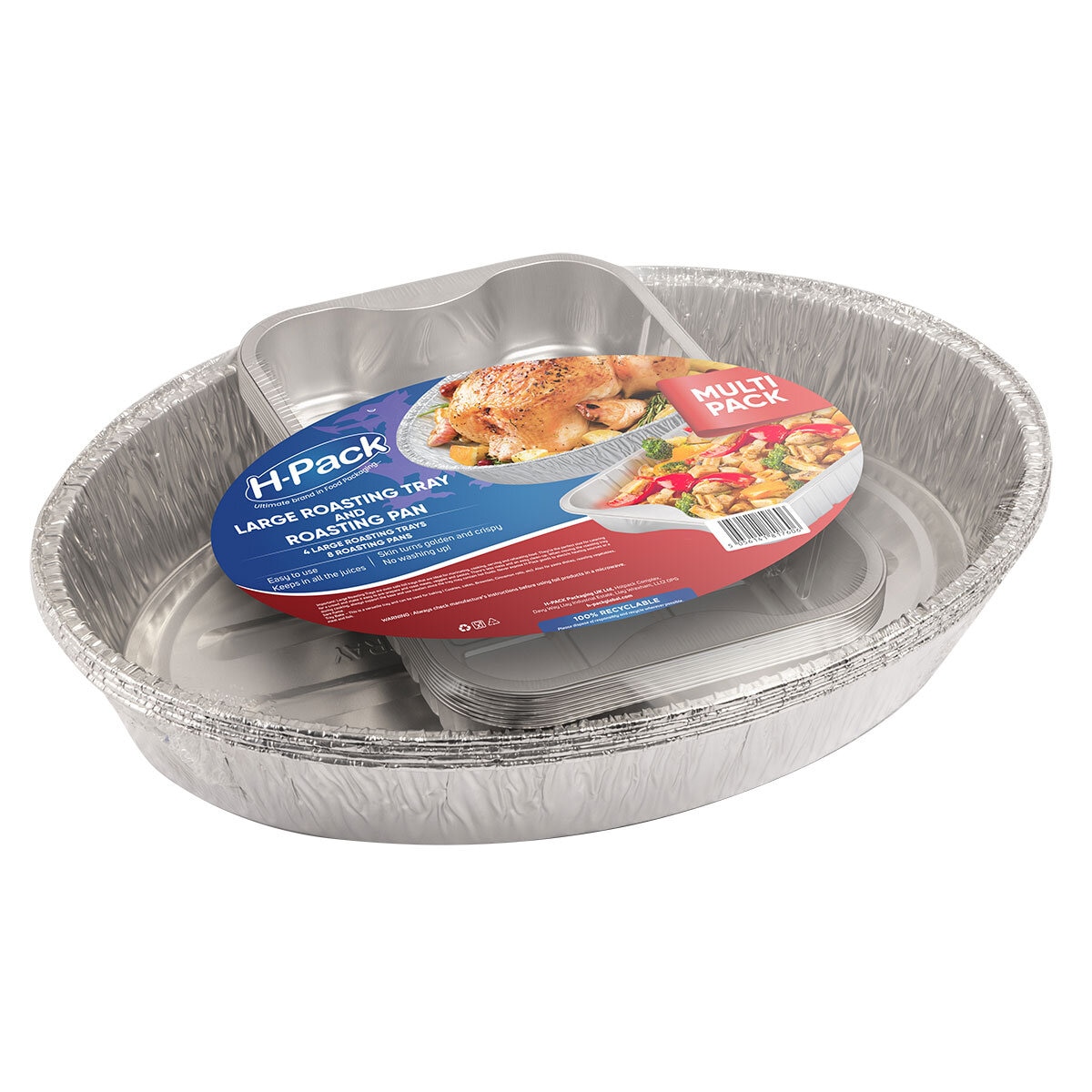 Jena Large Extra Strong Aluminium Disposble Food Foil Trays & Lids Pack of  12