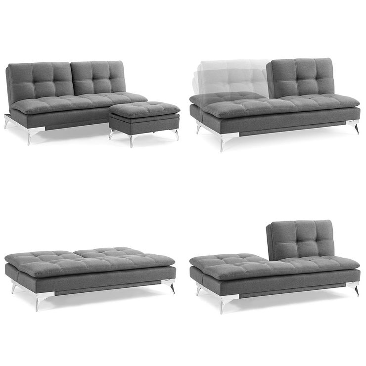 Sealy Grey Fabric Convertible Eurolounger with Storage Ottoman Costco UK