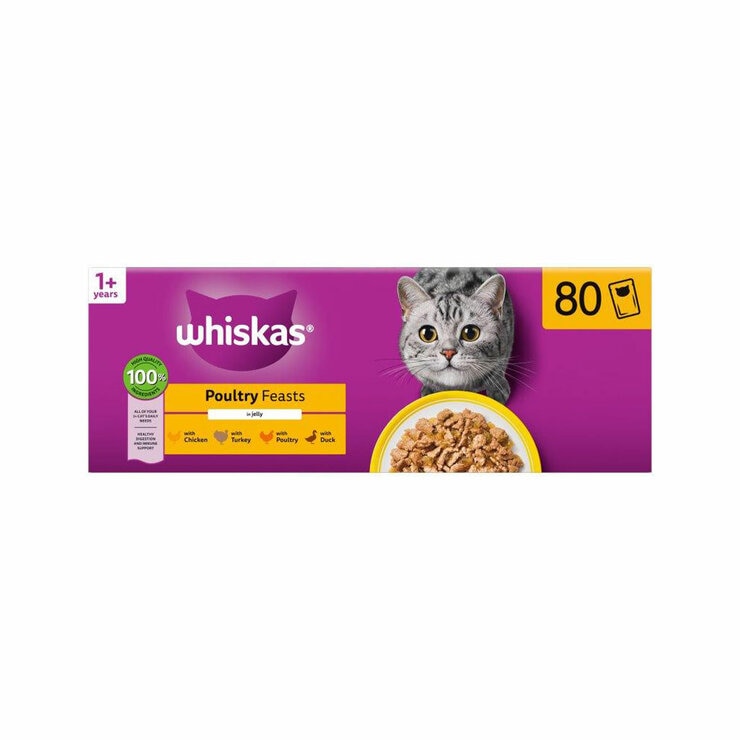 Whiskas Poultry Feasts 1+, 80 x 85g Whiskas Poultry Feasts 1+, 80 x 85g