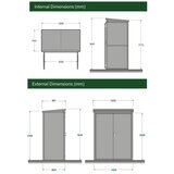 Stone Garden 4ft 7" x 2ft 6" (1.45 x 0.8m) Vertical 1,887 Litre Steel Shed in Green