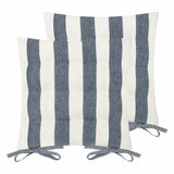 Yard Hayle Blue Striped Indoor Outdoor Seat Pad 2 Pack, 40 x 40 cm