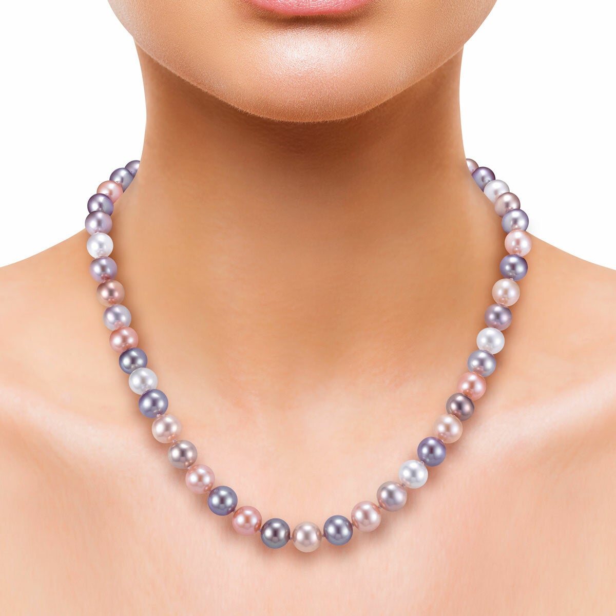8-8.5mm Freshwater Multi Pink Pearl Necklace, 14ct Rose Gold 8-8.5mm Freshwater Multi Pink Pearl Necklace, 14ct Rose Gold