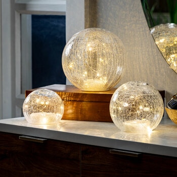 Evergreen LED Glass Sphere & Cube Lights, 3 Piece