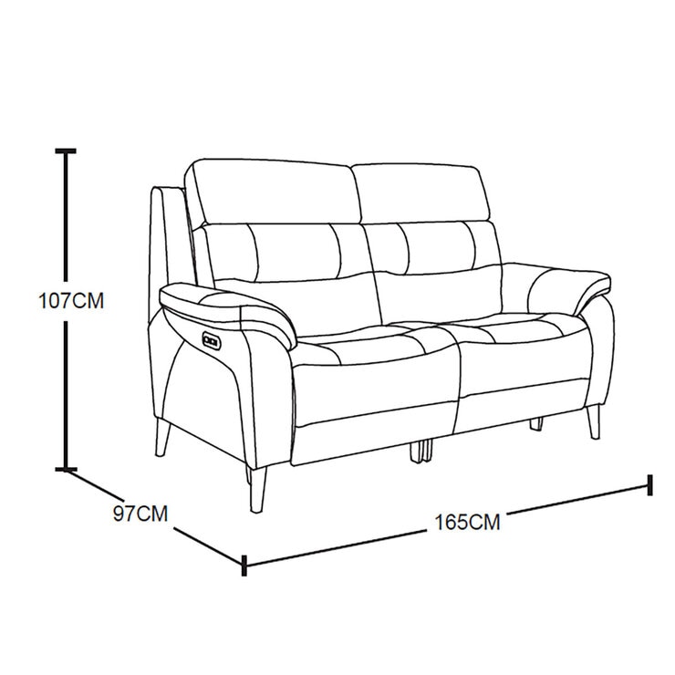 Ava Dark Grey Leather Power Reclining Large 2 Seater Sofa