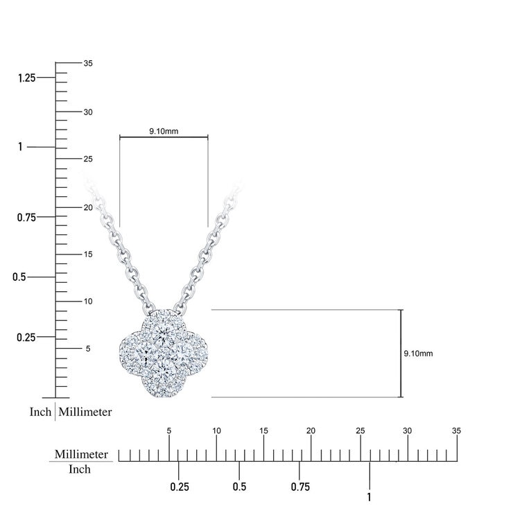 0.50ctw Round Brilliant Cut Diamond Cluster Pendant, 18ct White Gold