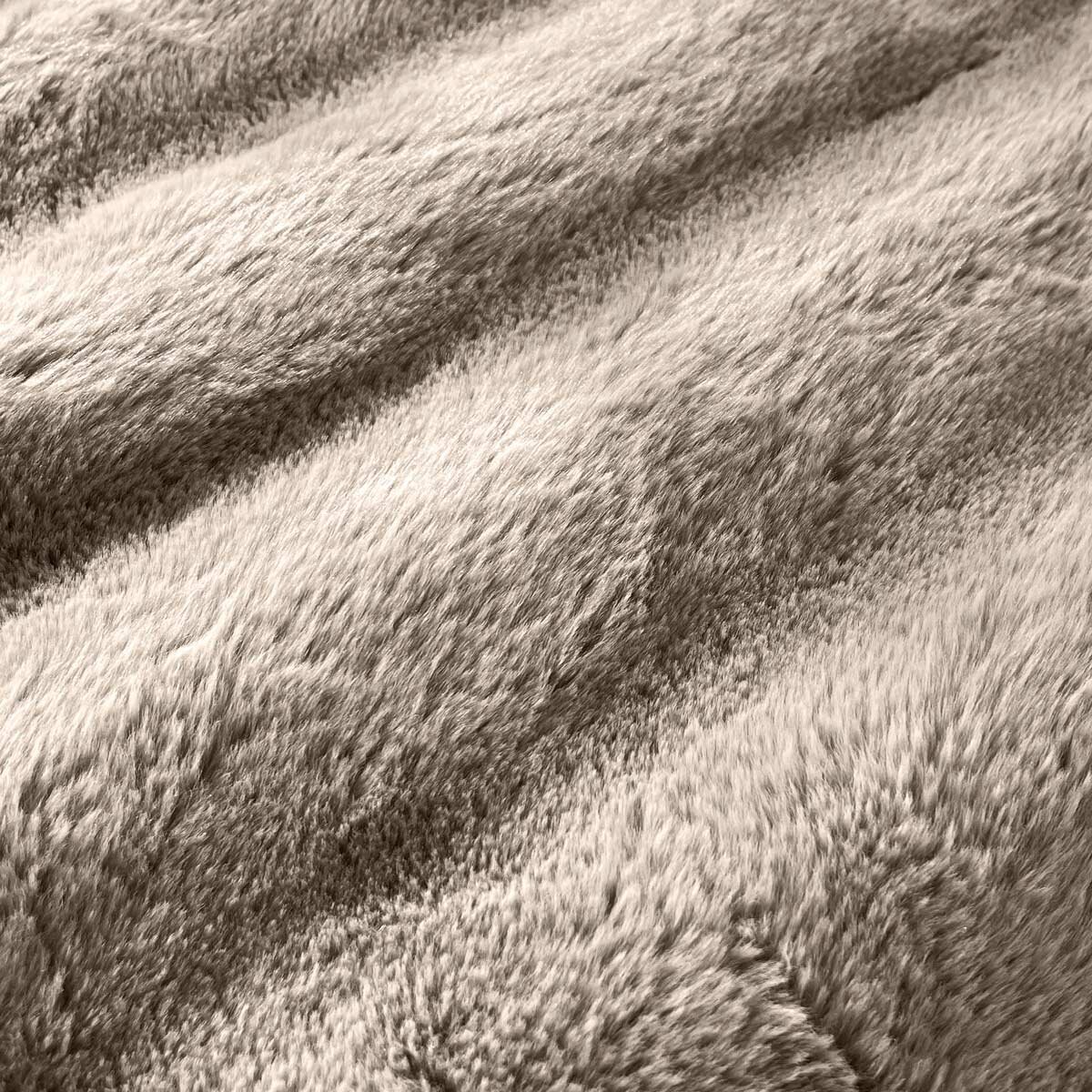 Faux Rabbit Fur Blanket in Taupe, 234 x 249 cm