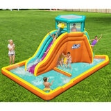 Lifestyle image of a child going down the slide