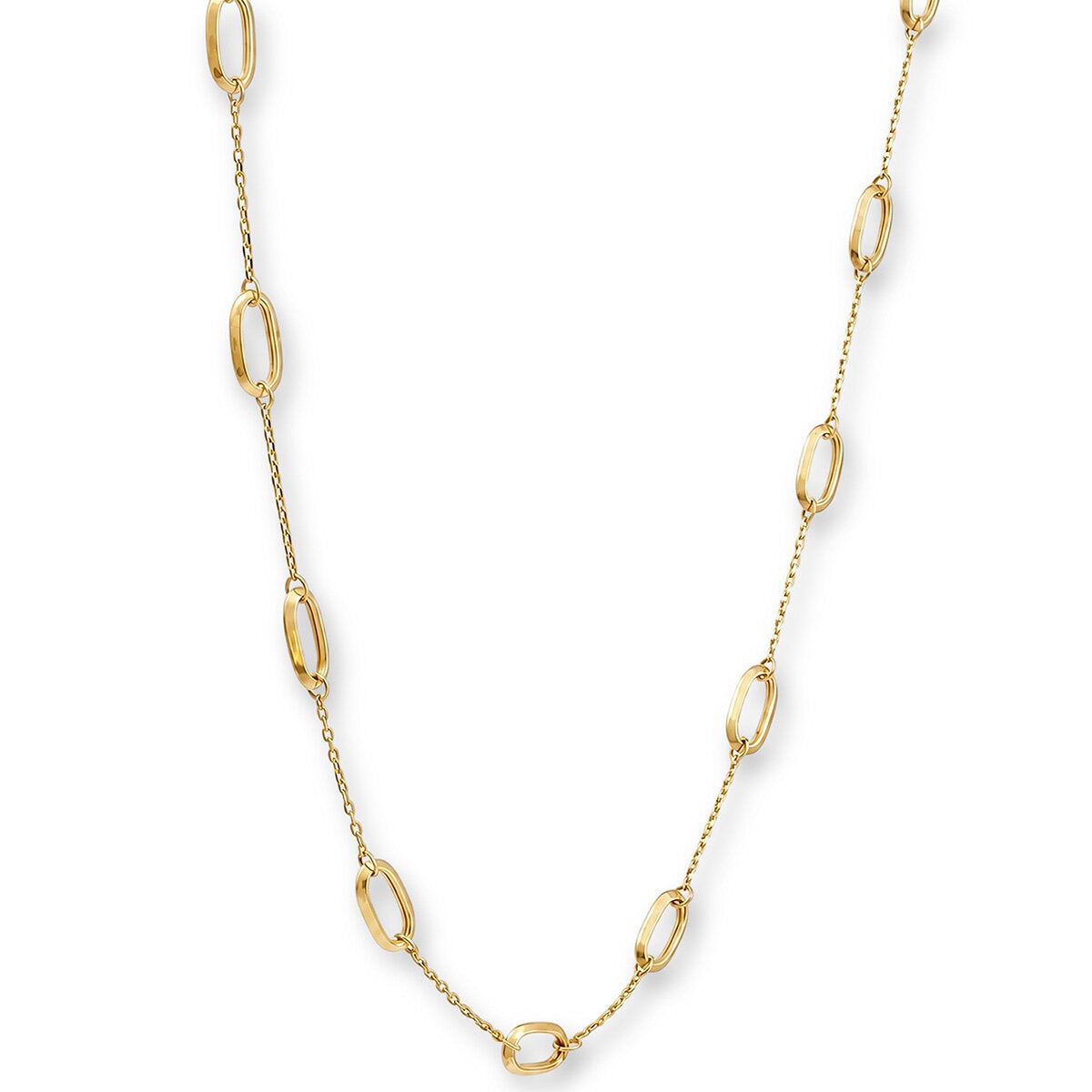 14ct Yellow Gold Paperclip Station Necklace 14ct Yellow Gold Paperclip Station Necklace