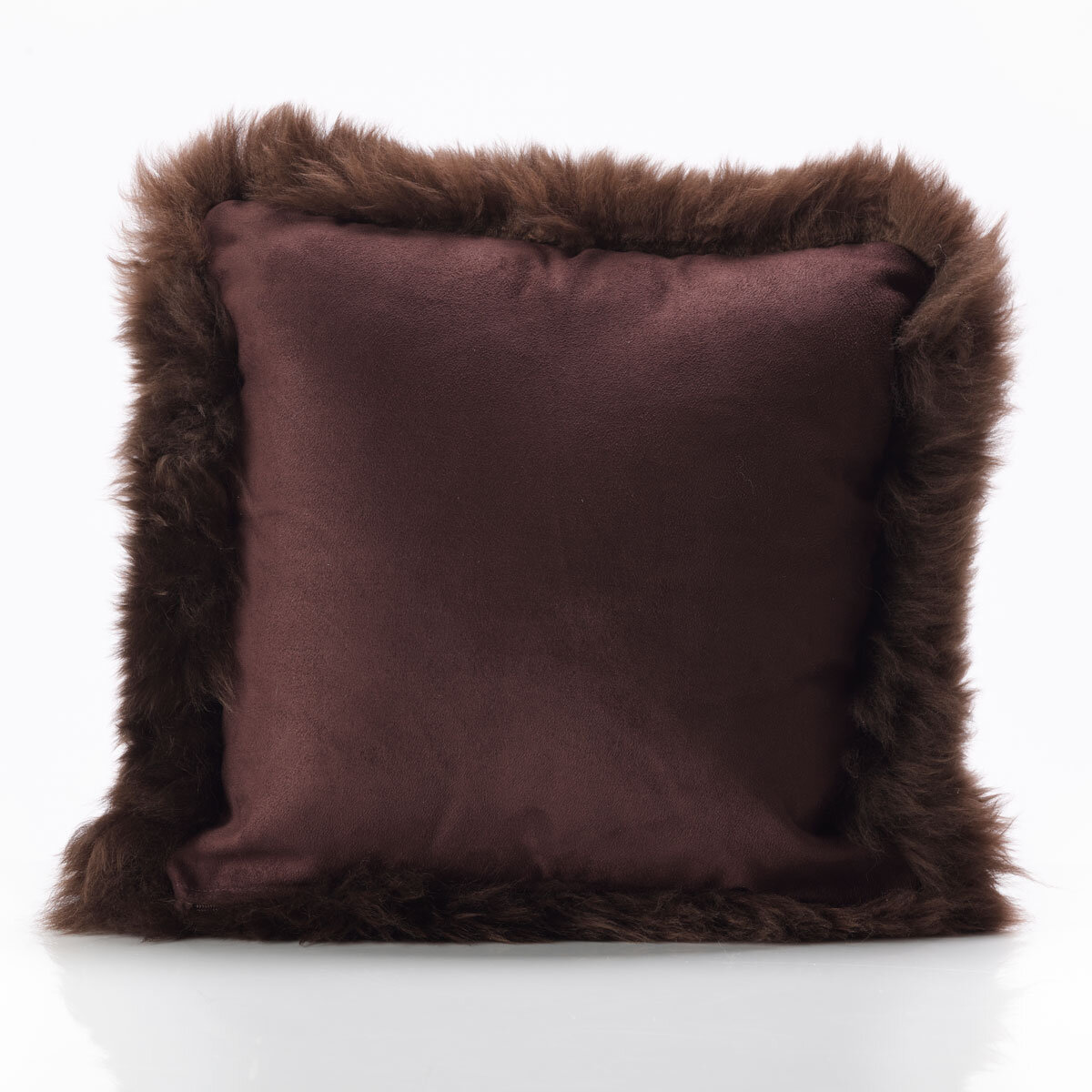 Bowron Long Wool Sheepskin Single Sided Cushion, 35 x 35cm in Brown