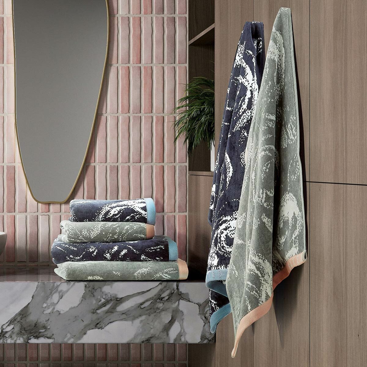 Ted Baker Navy Rose Bath & Hand Towel Bundle