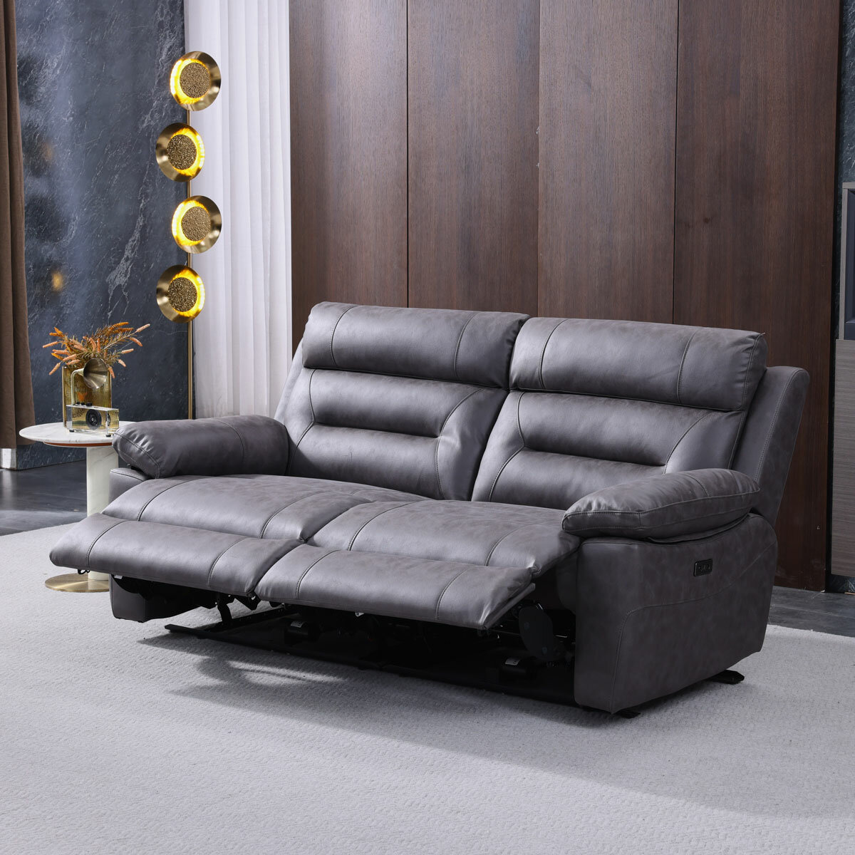Lucca Grey Fabric Power Reclining Large 2 Seater Sofa Lucca Grey Fabric Power Reclining Large 2 Seater Sofa
