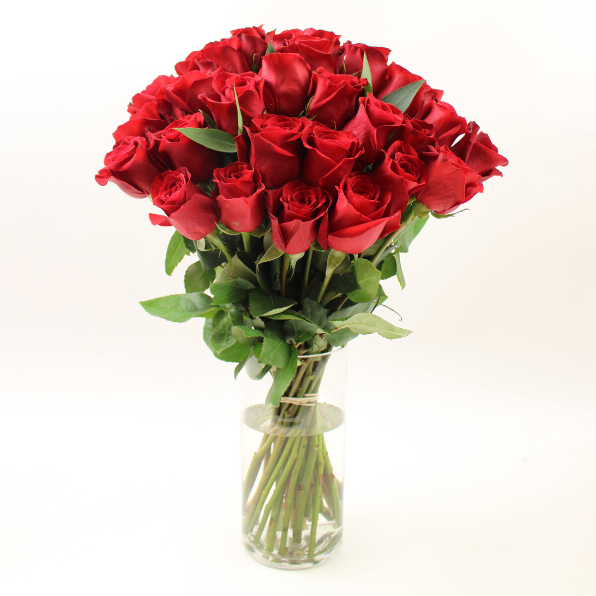 Valentine's 30 Stem Freedom Red Roses Flower Bouquet with Greetings Card