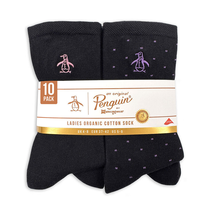 Penguin Ladies Crew Sock Black 10 Pack Penguin Ladies Crew Sock Black 10 Pack