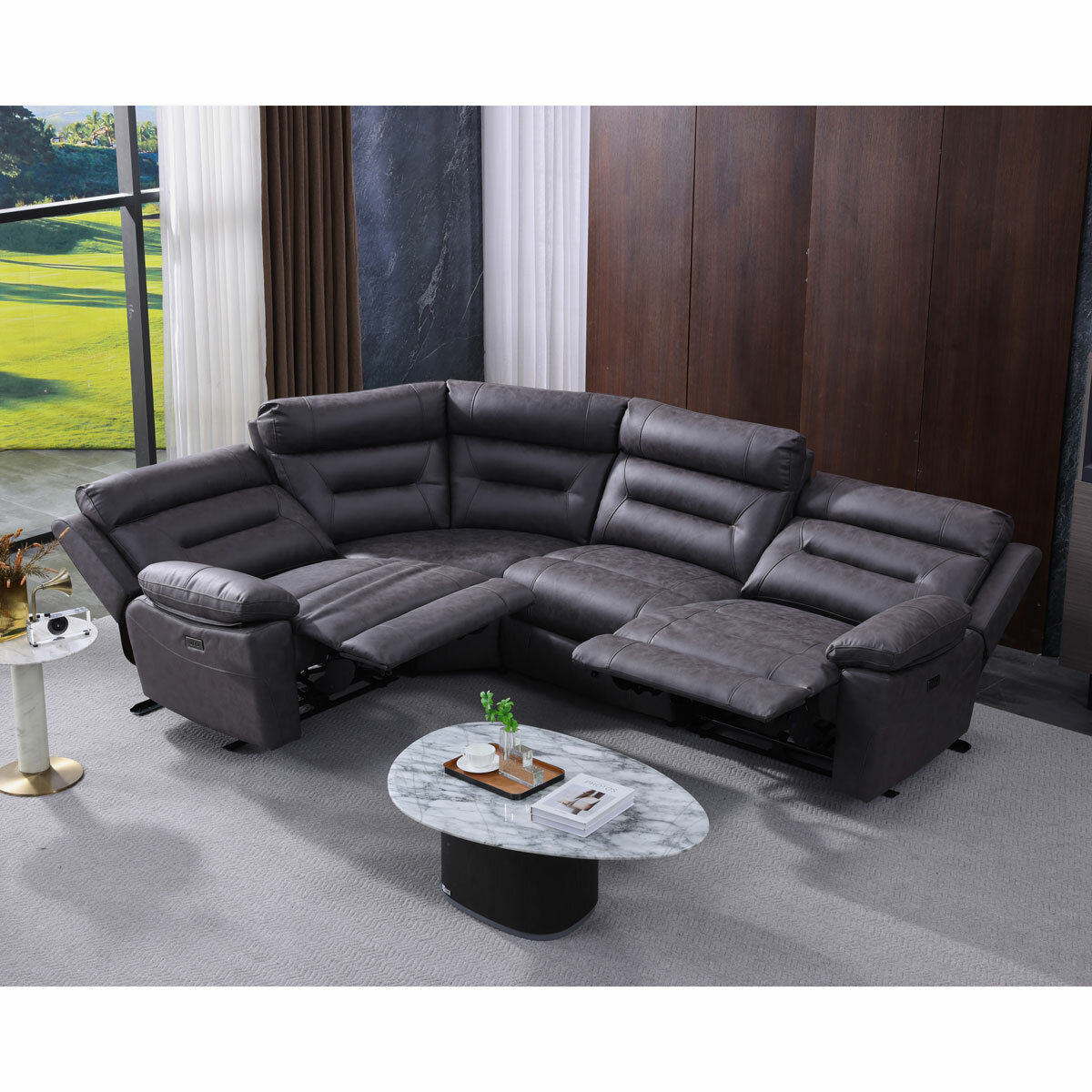 Lucca Grey Fabric Power Reclining Corner Sofa Lucca Grey Fabric Power Reclining Corner Sofa