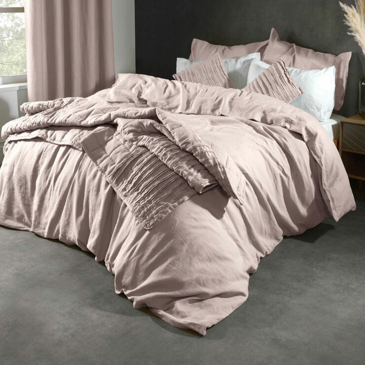 Lazy Linen 100% Washed Pink Linen Duvet Cover Set in 3 Sizes Lazy Linen 100% Washed Pink Linen Duvet Cover Set in 3 Sizes