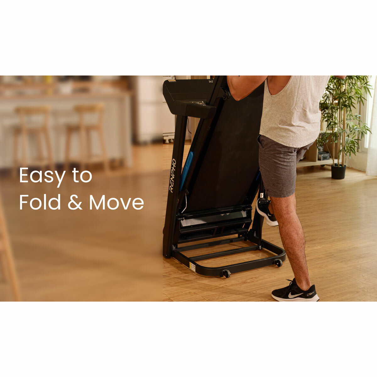 Lifestyle image showing how the treadmill can fold