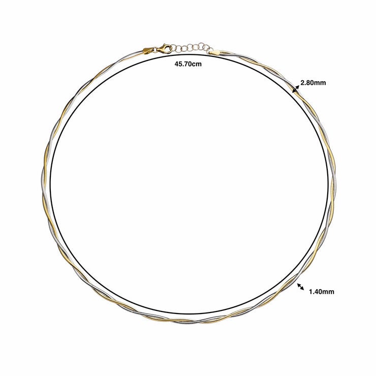 14ct Yellow & White Gold Two Tone Twisted Necklace
