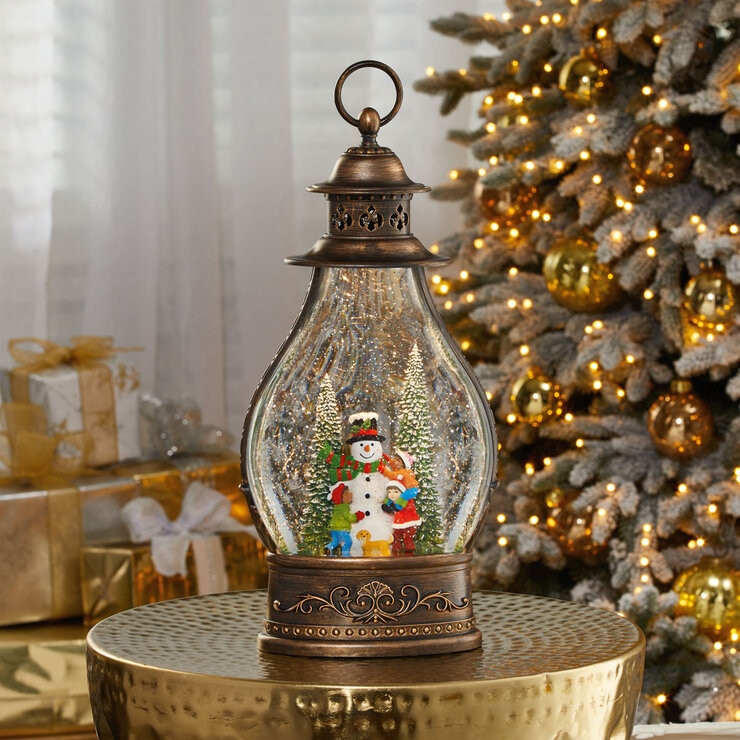 Holiday Scene Lantern in snowman in a christmas scene