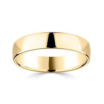 5.0mm Classic Court Wedding Ring, 18ct Yellow Gold