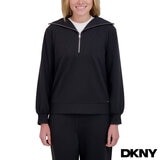 DKNY Ladies Waffle Knit 1/2 Zip in Black