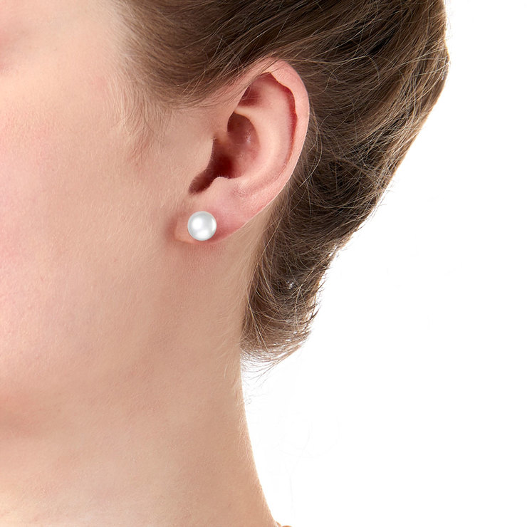 8.59mm Cultured Akoya Pearl Stud Earrings, 18ct Yellow Gold Costco UK