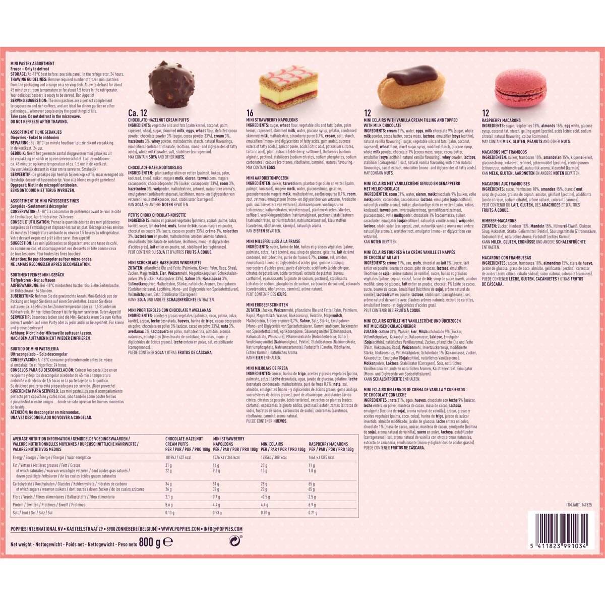 Back of Pack of Poppies Petits Fours