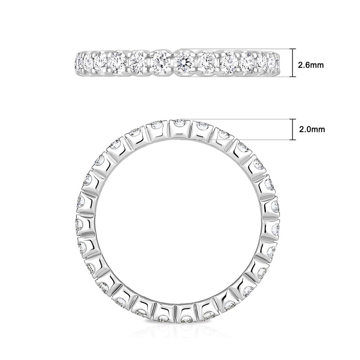 1.00ctw Round Brilliant Cut Claw Set Diamond Eternity Ring, 18ct White Gold