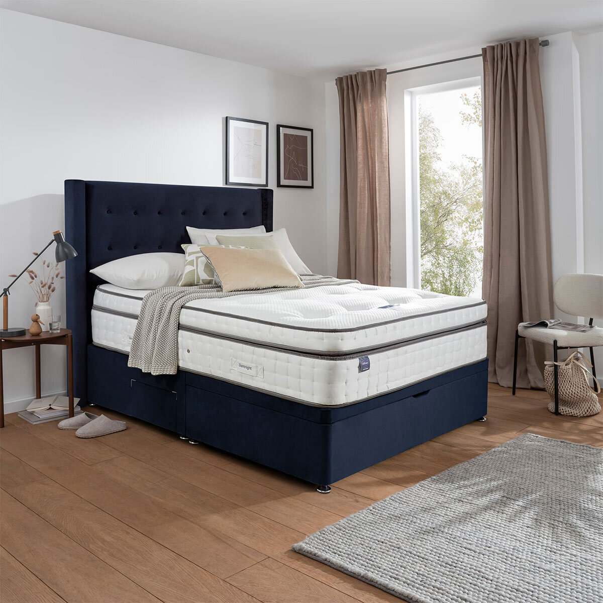 Silentnight half ottoman divan with conti drawer in maritime