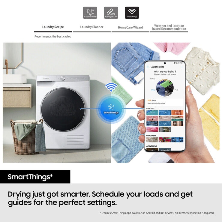Samsung Series 5 DV90CGC0A0AEEU, 9kg Heat Pump Tumble Dryer, A++ Rated in White