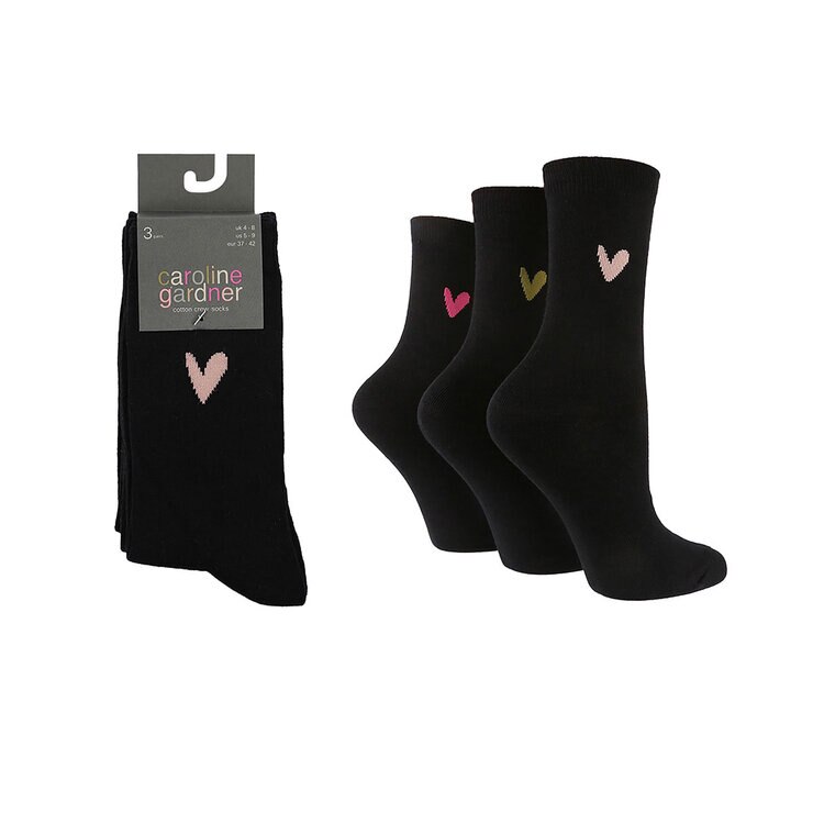 Caroline Gardner Ladies Crew Sock 6 Pack in Black Caroline Gardner Ladies Crew Sock 6 Pack in Black