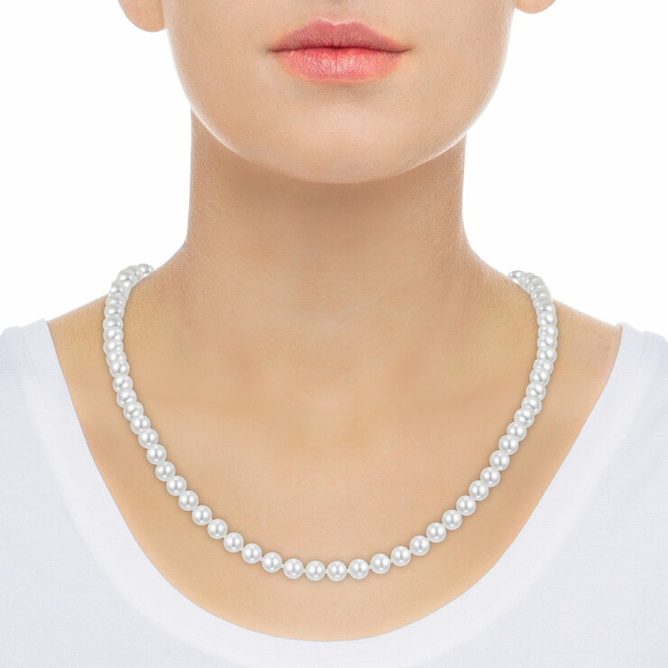 5-7mm Cultured Freshwater White Pearl Earring & Necklace Set, 14ct Yellow Gold 5-7mm Cultured Freshwater White Pearl Earring & Necklace Set, 14ct Yellow Gold