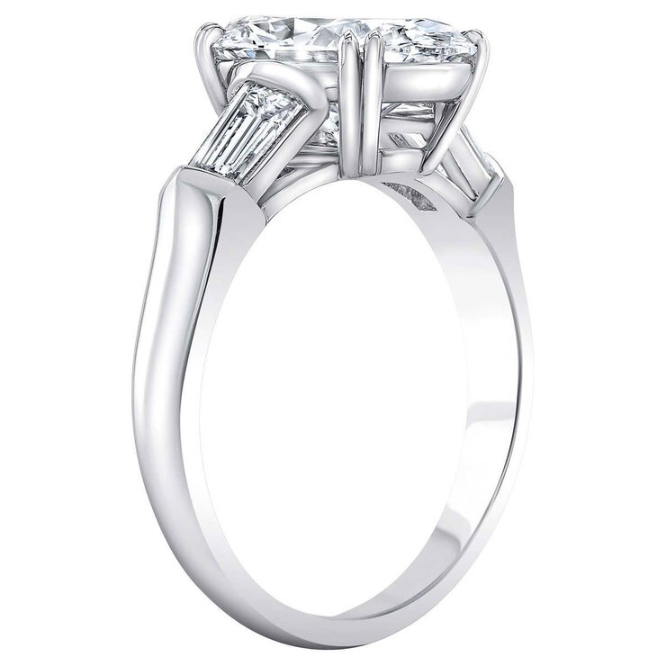 3.79ctw Oval Cut Diamond Baguette Ring, Platinum Costco UK
