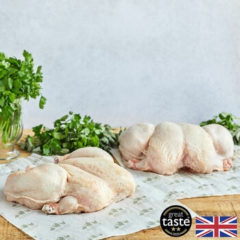 Herb Fed Free Range Spatchcock Chickens, 2 x 2kg (Serves 6-8 people per Chicken)