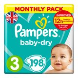 Pampers Baby-Dry Size 3, 198 Monthly Pack
