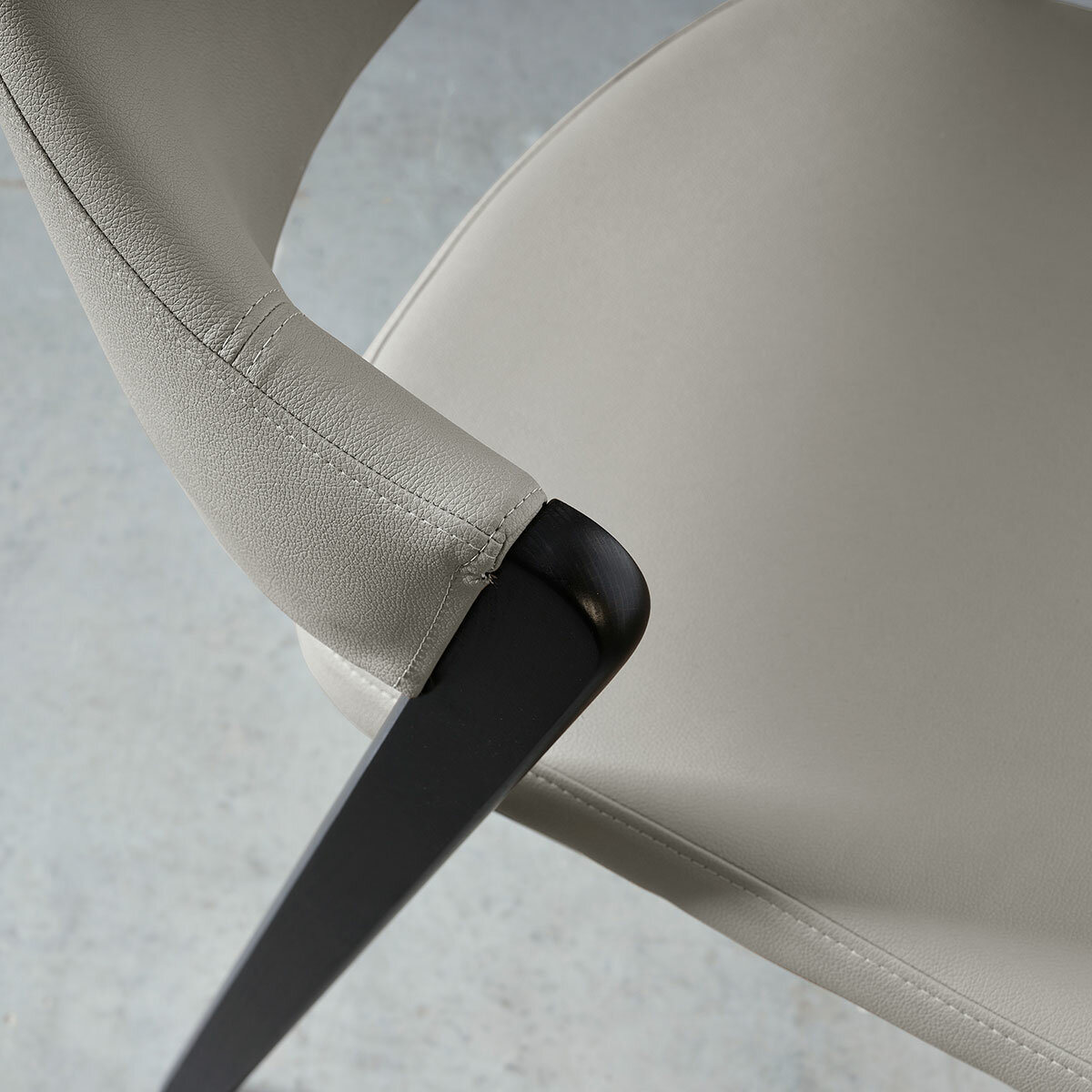 Bentley Designs Camden Peppercorn Light Grey Leather Dining Chair, 2 Pack