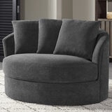 Thomasville Dark Grey Fabric Swivel Chair