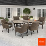 Agio Portland 7 Piece Wicker Dining Patio Set + Cover