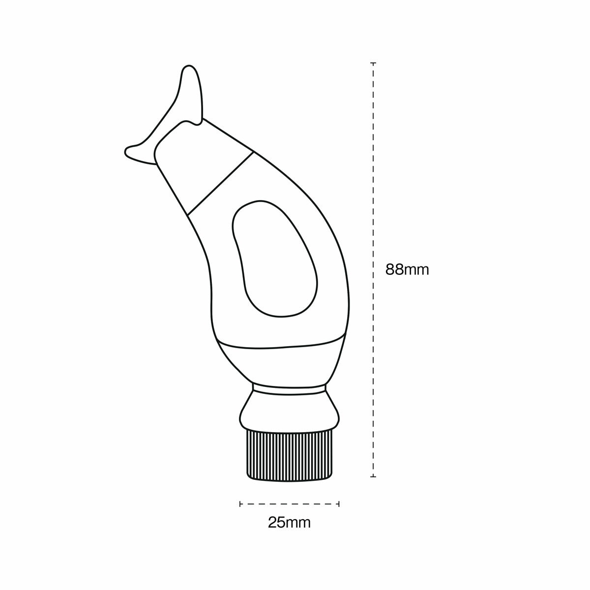 Studio image of the dimensions of the boot buddy