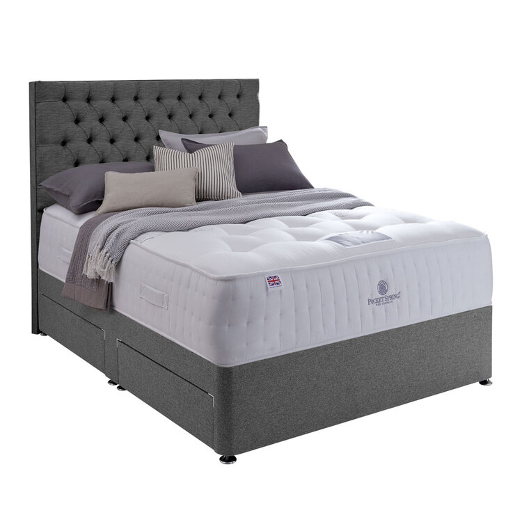 Pocket Spring Bed Company Mulberry Mattress & Grey Divan with 4 Drawers in 3 Sizes Pocket Spring Bed Company Mulberry Mattress & Grey Divan with 4 Drawers in 3 Sizes